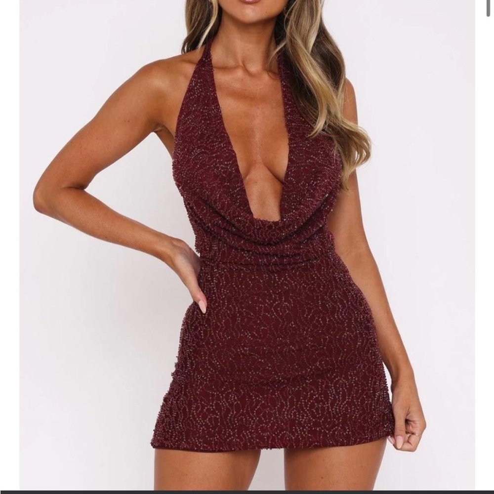 White Fox Candlelight Beaded Mini Dress - Picture 2 of 5